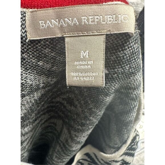 Banana Republic Aztec Print Sweater Cotton Black Cream M - Picture 3 of 3